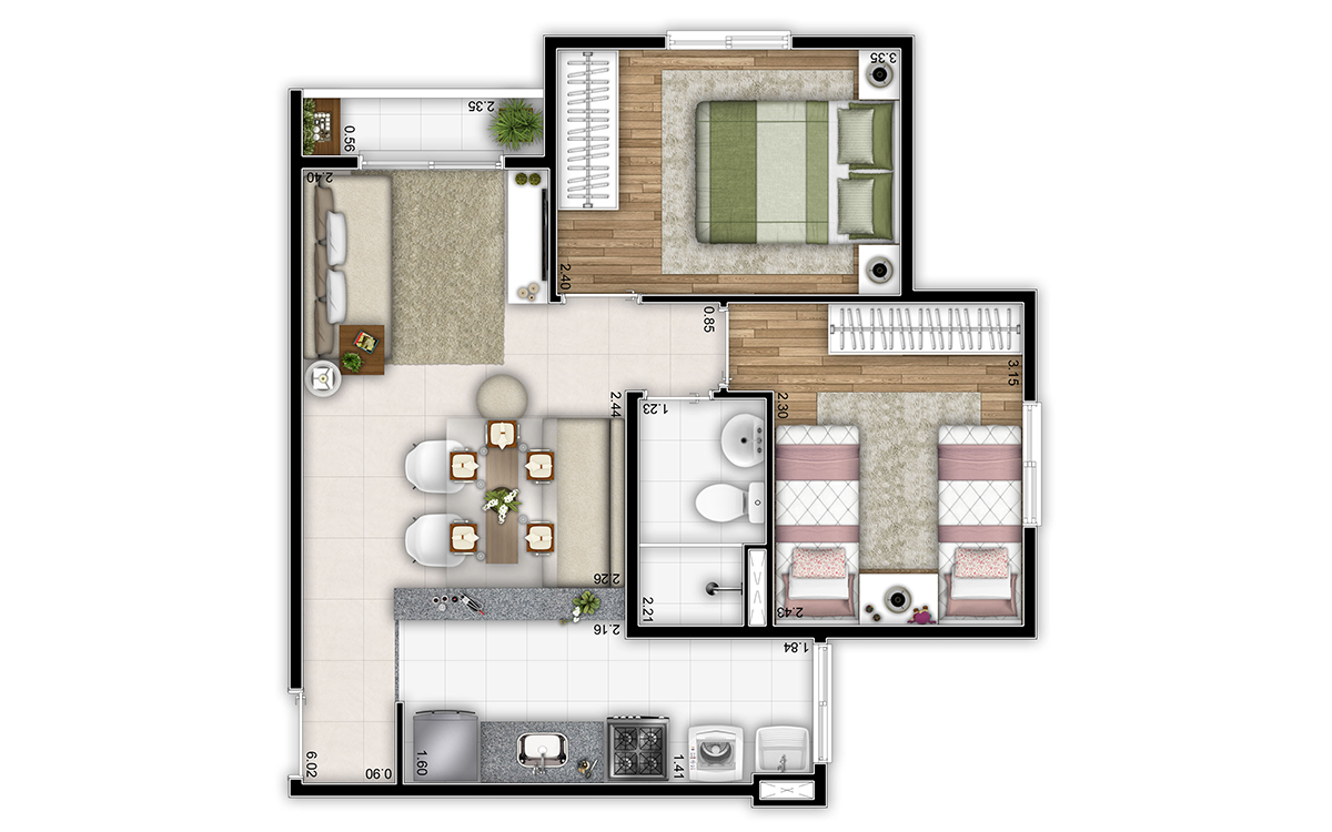 Planta 2 Dorms Tipo 1